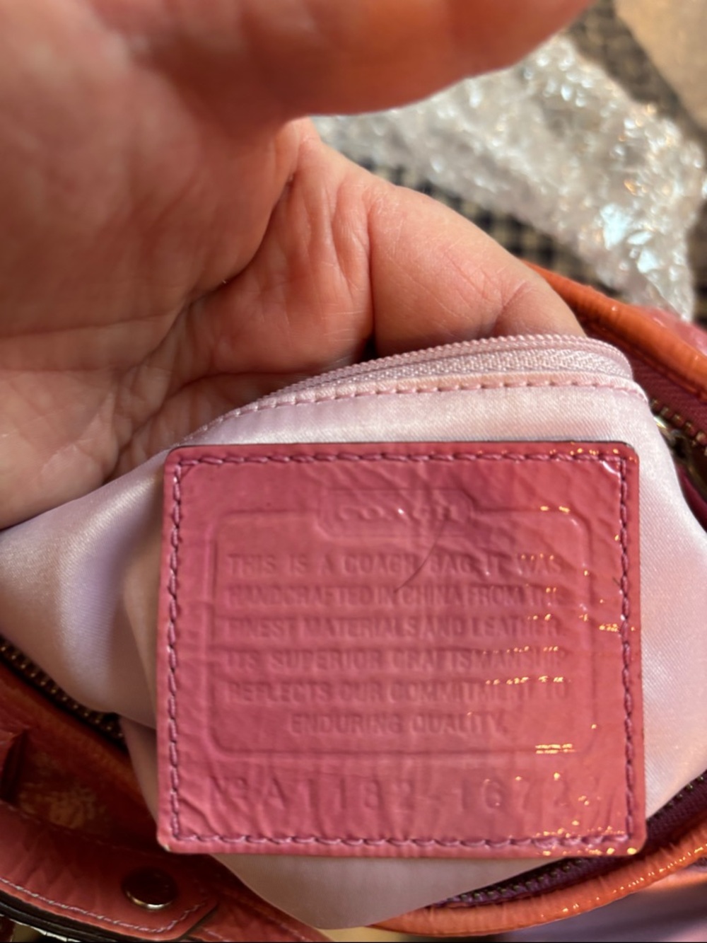 Coach poppy “jazzy” patent  Leather Shoulder Bag in mauve - Picture 12 of 14